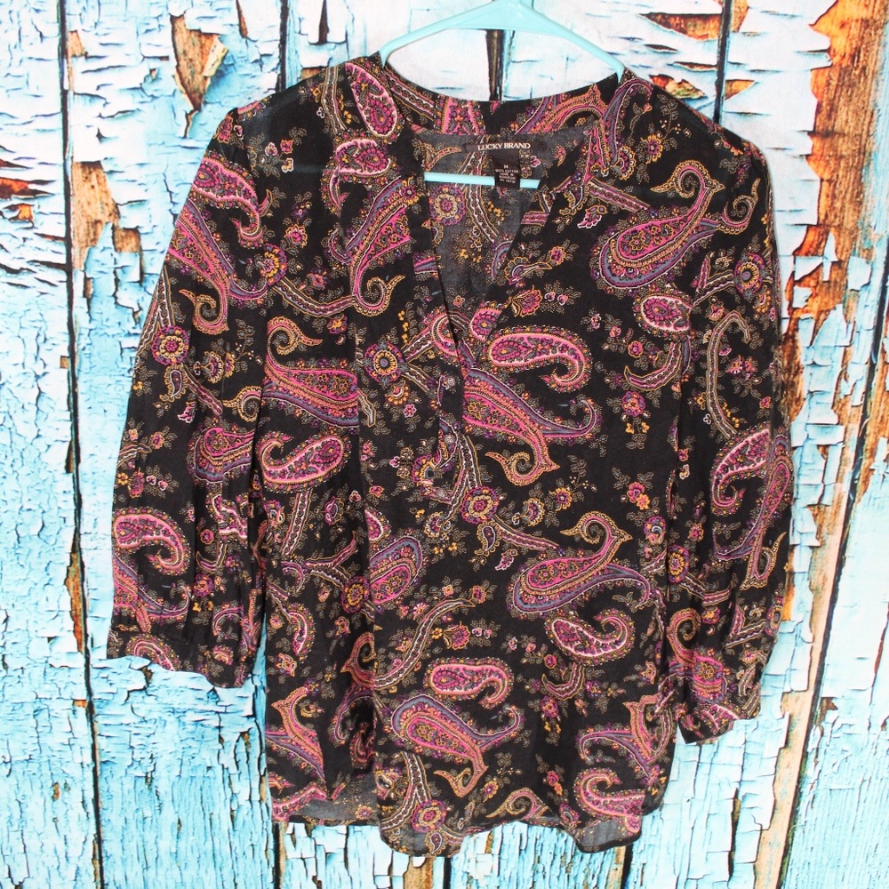 🛍LUCKY BRAND Paisley Peasant Top 3/4 Sleeve